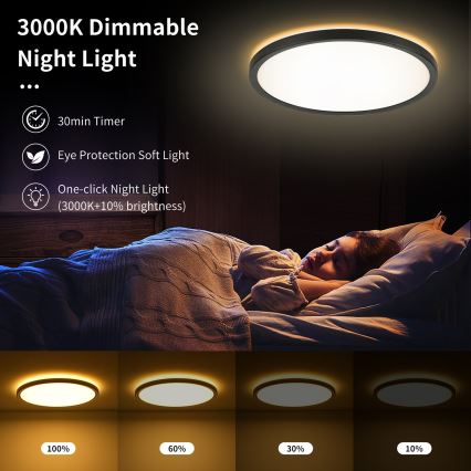 Brilagi - LED regulējams griestu gaismeklis ULTRA SLIM LED/18W/230V 2700-6500K diam. 30 cm melns + tālvadības pults