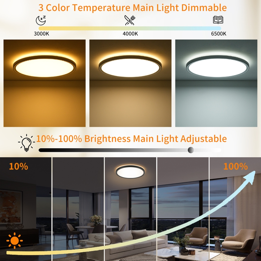 Brilagi - LED regulējams griestu gaismeklis ULTRA SLIM LED/24W/230V 2700-6500K diam. 42 cm melns + tālvadība