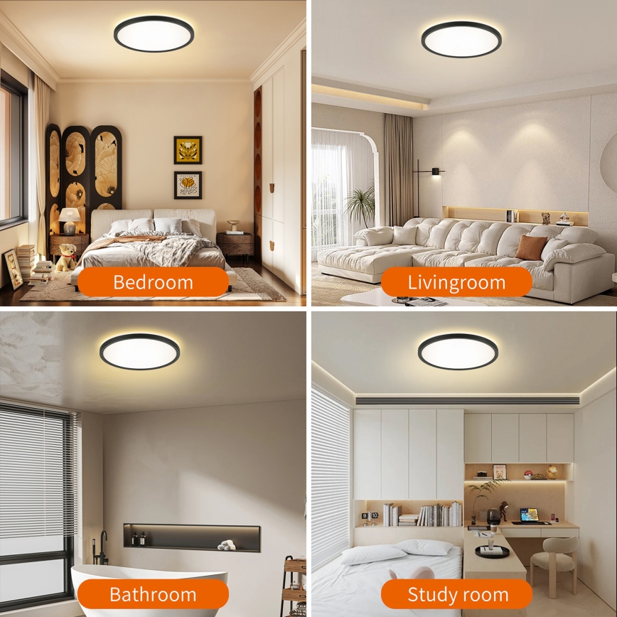 Brilagi - LED regulējams griestu gaismeklis ULTRA SLIM LED/24W/230V 2700-6500K diam. 42 cm melns + tālvadība