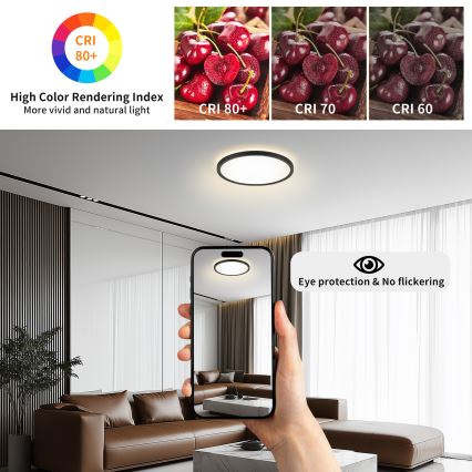 Brilagi - LED regulējams griestu gaismeklis ULTRA SLIM LED/24W/230V 2700-6500K diam. 42 cm melns + tālvadība