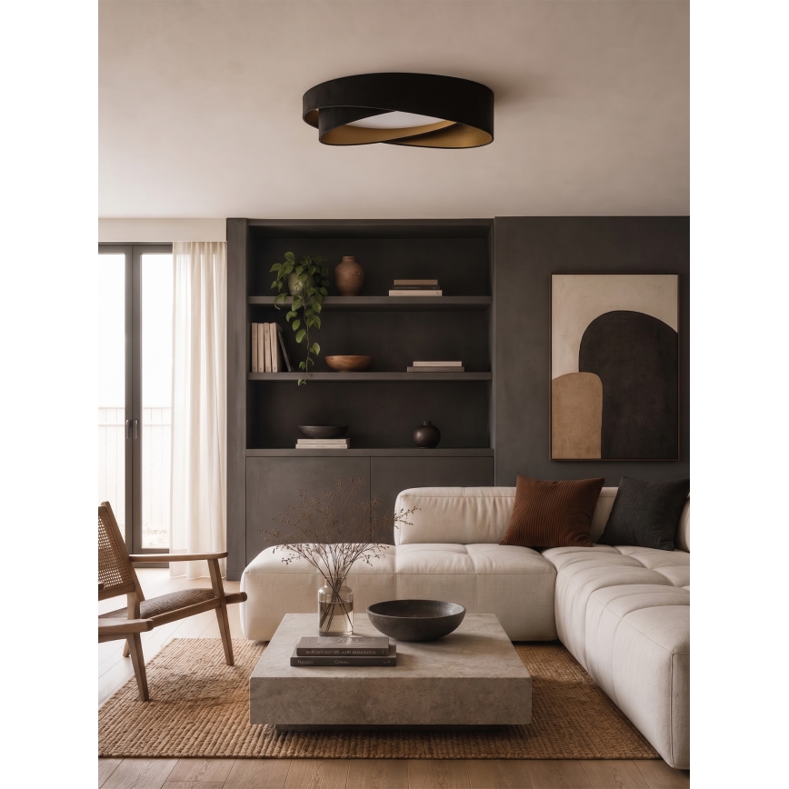 BRILAGI - regulējama LED griestu lampa VELVET TWIST LED/36W/230V 3000-6000K diam. 65 cm Wi-Fi Tuya Beacon melna/zelta + tālvadības pults