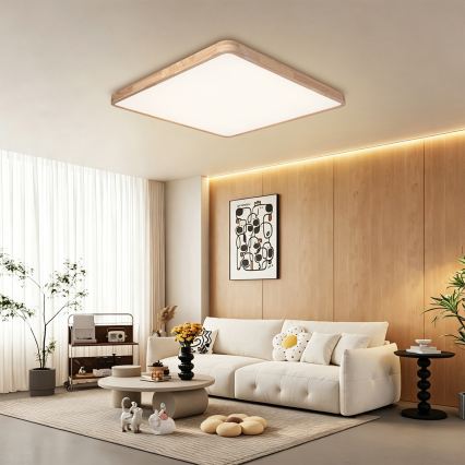 BRILAGI - LED regulējams griestu gaismeklis WOODLINE SQUARE LED/180W/230V 3000-6000K ozolkoka 100x100 cm + tālvadības pults