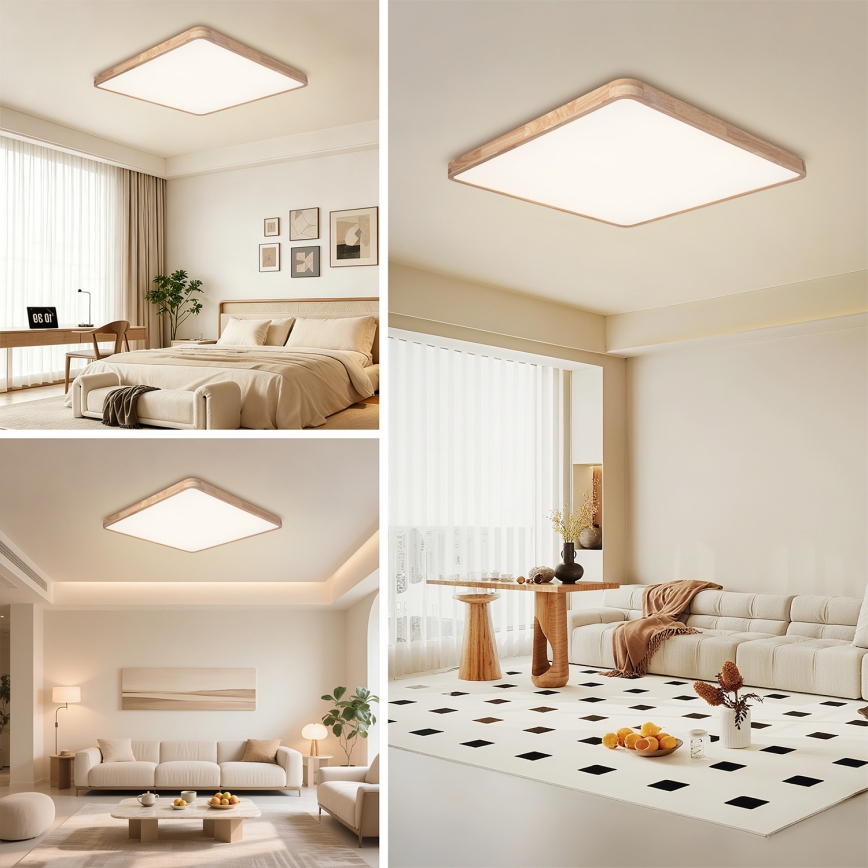 BRILAGI - LED regulējams griestu gaismeklis WOODLINE SQUARE LED/180W/230V 3000-6000K ozolkoka 100x100 cm + tālvadības pults