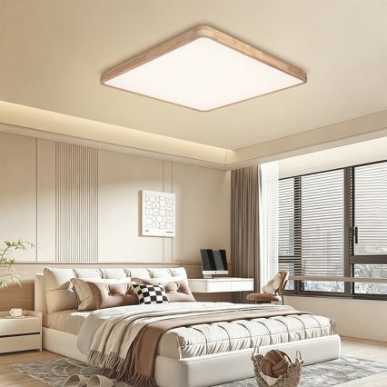BRILAGI - LED regulējams griestu gaismeklis WOODLINE SQUARE LED/180W/230V 3000-6000K ozolkoka 100x100 cm + tālvadības pults