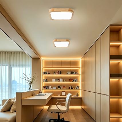 BRILAGI - LED Dimmējams griestu lukturis WOODLINE SQUARE LED/48W/230V 3000-6000K ozols 40x40 cm + tālvadības pults
