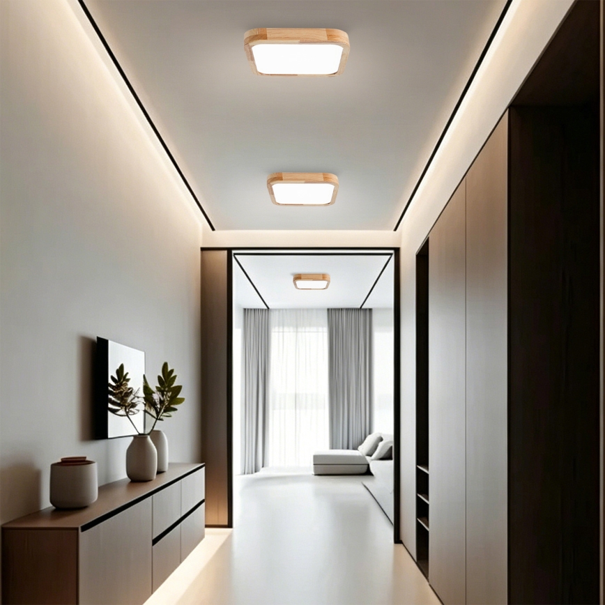 BRILAGI - LED Dimmējams griestu lukturis WOODLINE SQUARE LED/48W/230V 3000-6000K ozols 40x40 cm + tālvadības pults