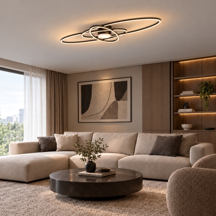 BRILAGI - Dimējams LED griestu gaismeklis APOLLO LED/58W/230V 3000-6500K 43,2x101,2 cm melns + tālvadības pults