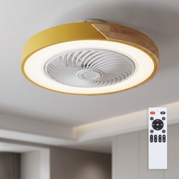 Brilagi - LED regulējams griestu gaismeklis ar ventilatoru LED/38W/230V 3000–6500K Ø 50 cm zelta/ozols + tālvadības pults