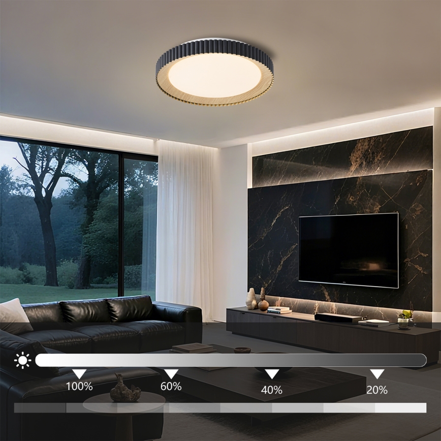 Brilagi - dimmējams griestu gaismeklis NEXO LED/48W/230V 3000-6000K melns Ø 43 cm + tālvadības pults
