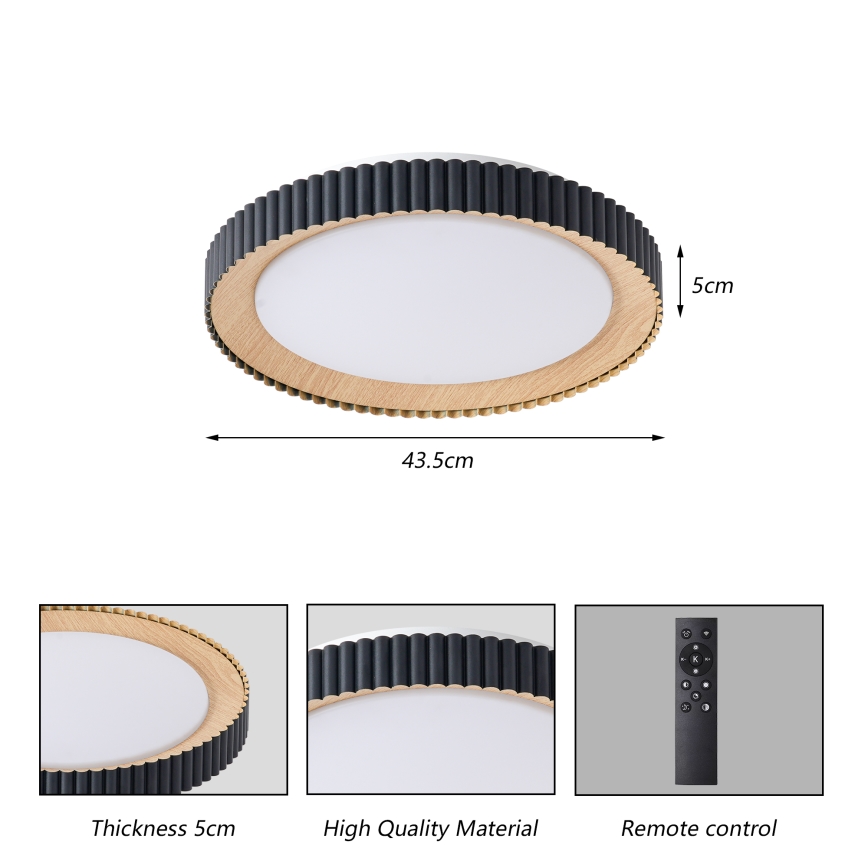 Brilagi - dimmējams griestu gaismeklis NEXO LED/48W/230V 3000-6000K melns Ø 43 cm + tālvadības pults