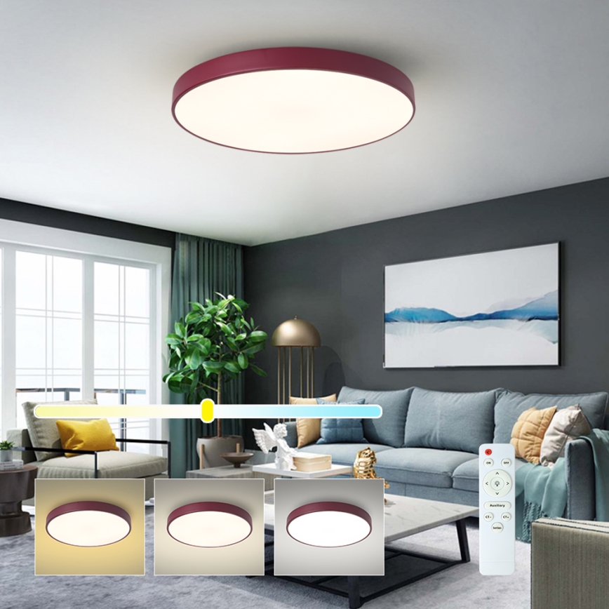 Brilagi - LED dimējama griestu lampa POOL LED/60W/230V 3000-6000K Ø 60 cm burgundijas krāsa + tālvadības pults