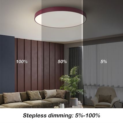 Brilagi - LED dimējama griestu lampa POOL LED/60W/230V 3000-6000K Ø 60 cm burgundijas krāsa + tālvadības pults