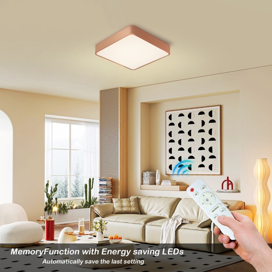 BRILAGI - LED regulējams griestu gaismeklis POOL SQUARE LED/48W/230V 3000-6000K 50x50 cm bronzas krāsā + tālvadības pults
