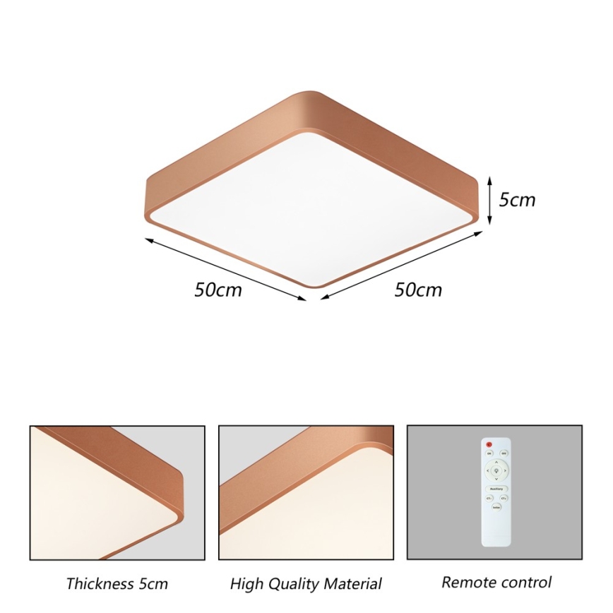 BRILAGI - LED regulējams griestu gaismeklis POOL SQUARE LED/48W/230V 3000-6000K 50x50 cm bronzas krāsā + tālvadības pults