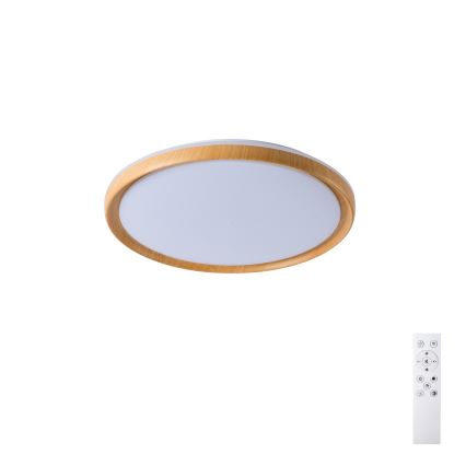 Brilagi - LED dimmējams griestu gaismeklis RIVO LED/72W/230V 3000-6000K koka dekors, Ø 50 cm + tālvadības pults