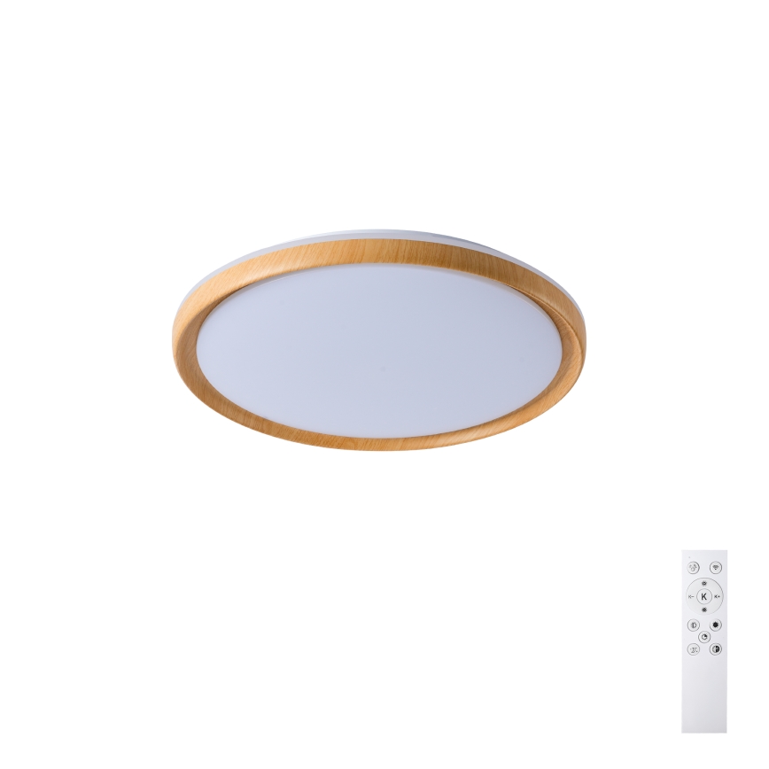 Brilagi - LED dimmējams griestu gaismeklis RIVO LED/72W/230V 3000-6000K koka dekors, Ø 50 cm + tālvadības pults