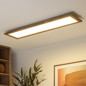 Brilagi - LED regulējams griestu gaismeklis SLIMFRAME WOOD LED/58W/230V 124x33,7 cm 3000-6000K brūna + tālvadības pults