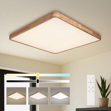 BRILAGI - LED regulējams griestu gaismeklis WOODLINE SQUARE LED/100W/230V 3000-6000K ozolkoka 80x80 cm + tālvadības pults