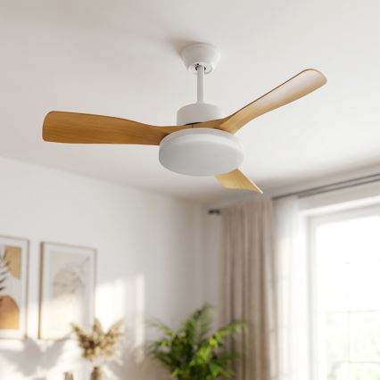 Brilagi - LED aptumšojams griestu ventilators LED/34W/230V 106 cm balts/brūns + tālvadības pults