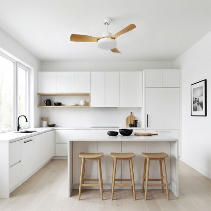 Brilagi - LED aptumšojams griestu ventilators LED/34W/230V 106 cm balts/brūns + tālvadības pults