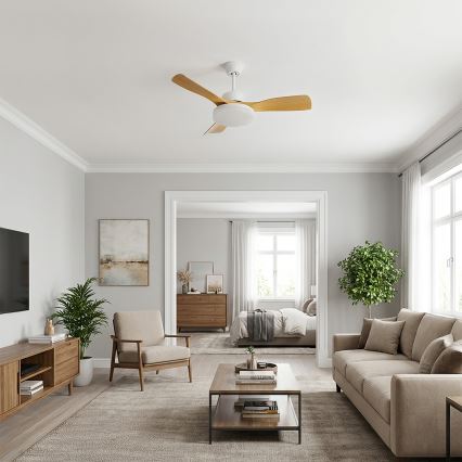 Brilagi - LED aptumšojams griestu ventilators LED/34W/230V 106 cm balts/brūns + tālvadības pults
