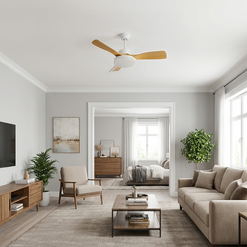 Brilagi - LED aptumšojams griestu ventilators LED/34W/230V 106 cm balts/brūns + tālvadības pults