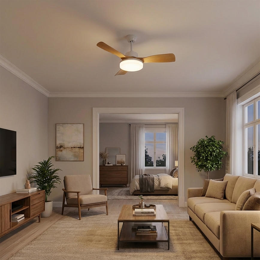 Brilagi - LED aptumšojams griestu ventilators LED/34W/230V 106 cm balts/brūns + tālvadības pults
