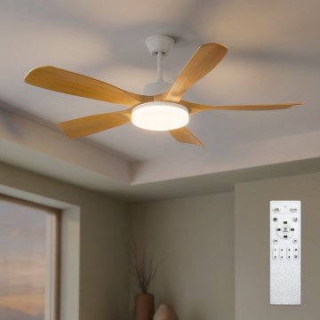 Brilagi - LED regulējams griestu ventilators LED/34W/230V 132 cm balts/brūns + tālvadība
