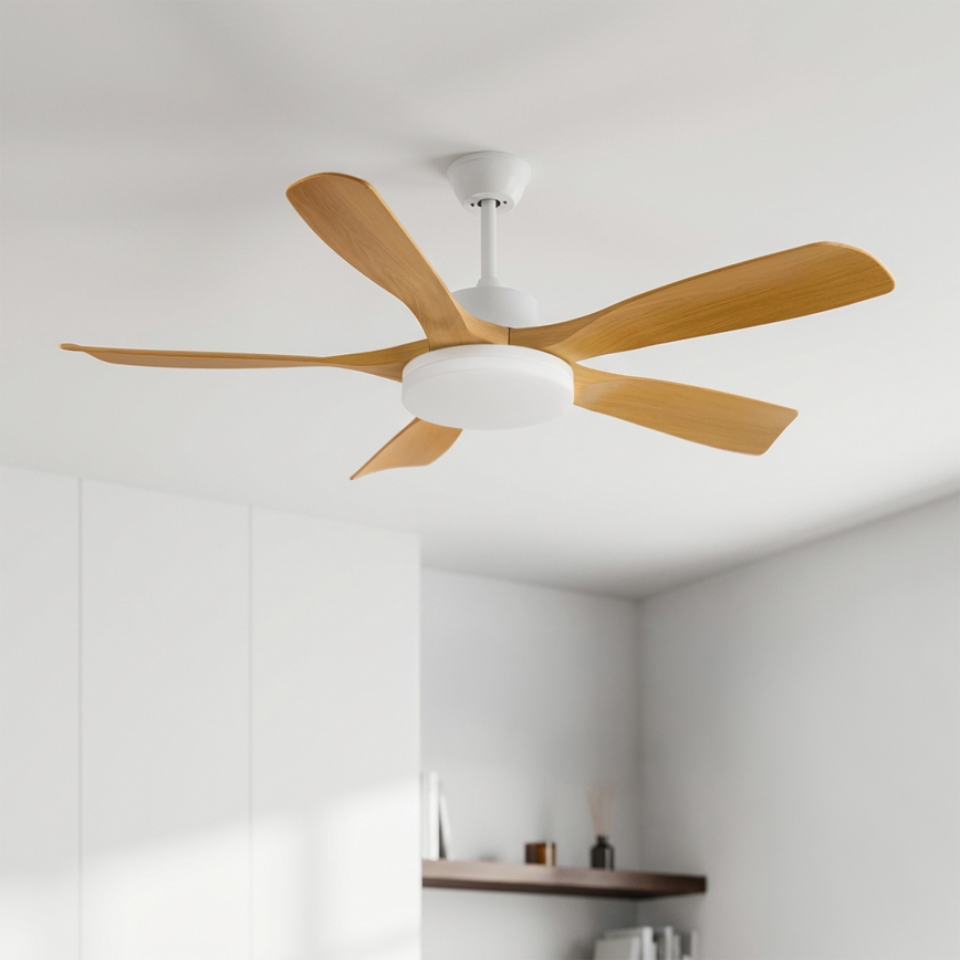 Brilagi - griestu ventilators ar regulējamu LED apgaismojumu 34W/230V 3000–6500K Ø 132 cm balta/brūna + tālvadības pults