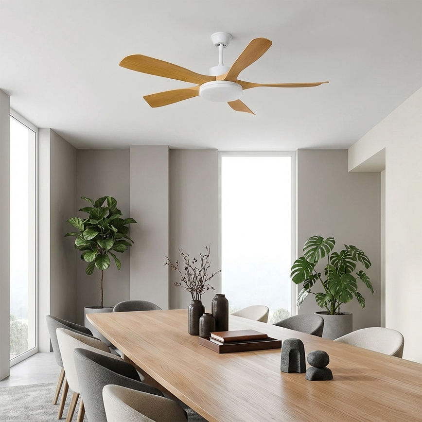 Brilagi - griestu ventilators ar regulējamu LED apgaismojumu 34W/230V 3000–6500K Ø 132 cm balta/brūna + tālvadības pults
