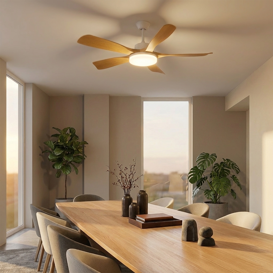 Brilagi - griestu ventilators ar regulējamu LED apgaismojumu 34W/230V 3000–6500K Ø 132 cm balta/brūna + tālvadības pults