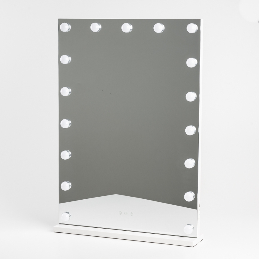 BRILAGI - LED Regulējams grima spogulis HOLLYWOOD LED/15W/230V CCT + 2x USB 55x77 cm balts