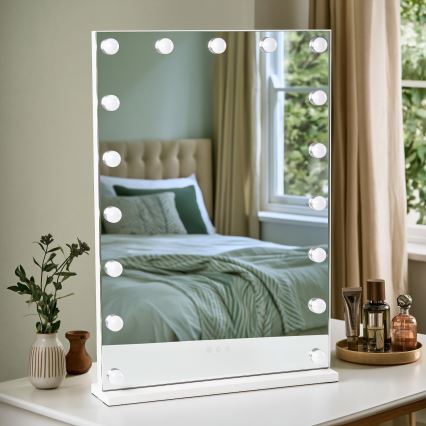 BRILAGI - LED Regulējams grima spogulis HOLLYWOOD LED/15W/230V CCT + 2x USB 55x77 cm balts