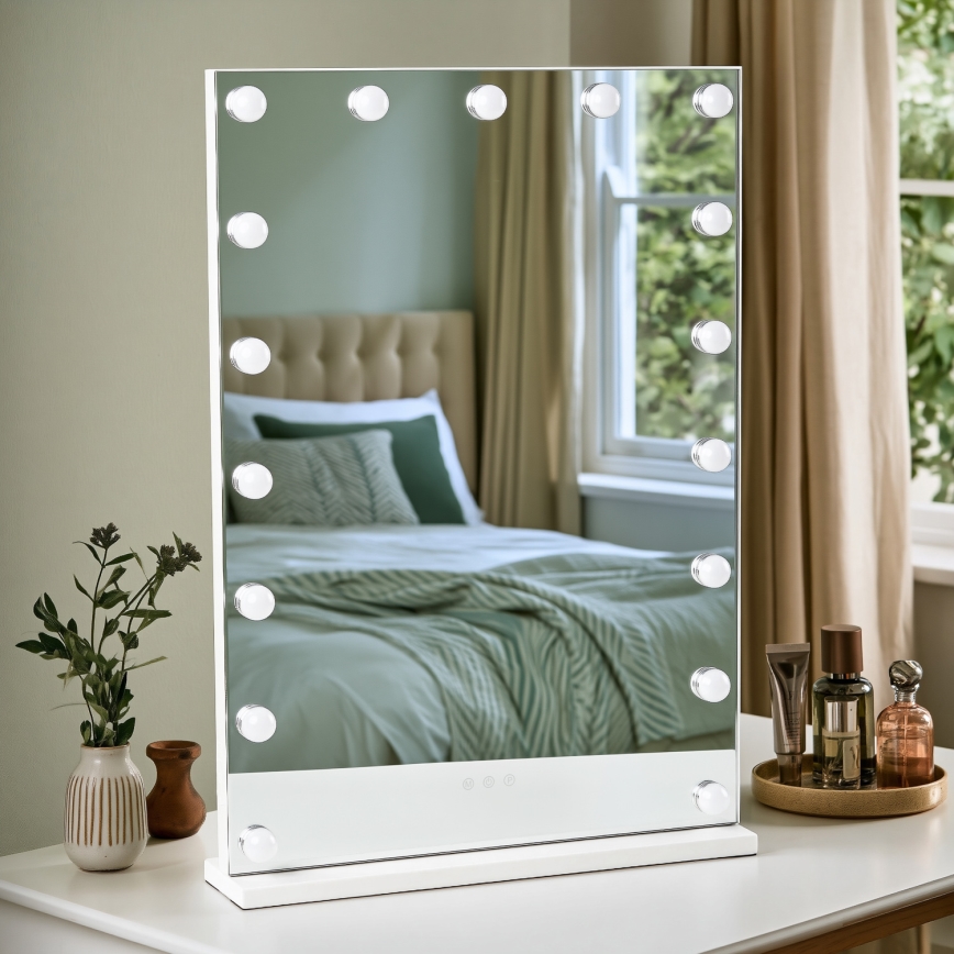 BRILAGI - LED Regulējams grima spogulis HOLLYWOOD LED/15W/230V CCT + 2x USB 55x77 cm balts