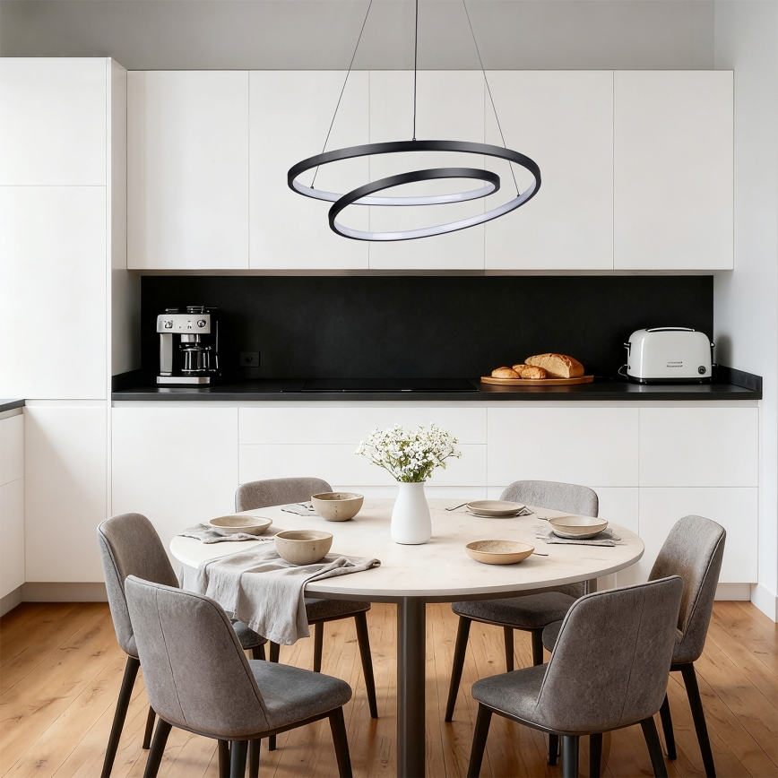 Brilagi - LED lustra ar regulējamu spilgtumu uz troses TWISTER LED/48W/230V 3000-6000K diametrs 50 cm melna + ar tālvadības pulti