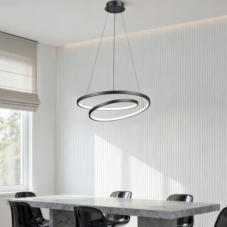 Brilagi - LED lustra ar regulējamu spilgtumu uz troses TWISTER LED/48W/230V 3000-6000K diametrs 50 cm melna + ar tālvadības pulti