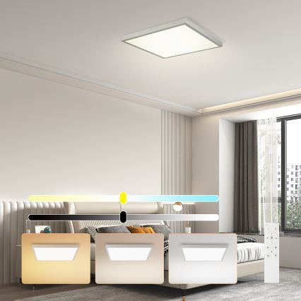 Brilagi - LED ar regulējamu spilgtumu vannas istabas griestu lampa FRAME SMART LED/50W/230V 60x60 cm 3000-6000K IP44 sudraba + tālvadības pults