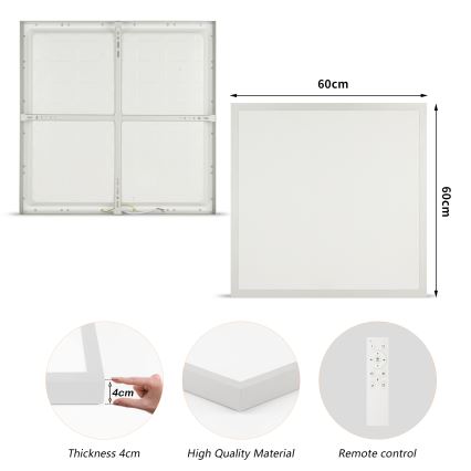 Brilagi - LED ar regulējamu spilgtumu vannas istabas griestu lampa FRAME SMART LED/50W/230V 60x60 cm 3000-6000K IP44 sudraba + tālvadības pults