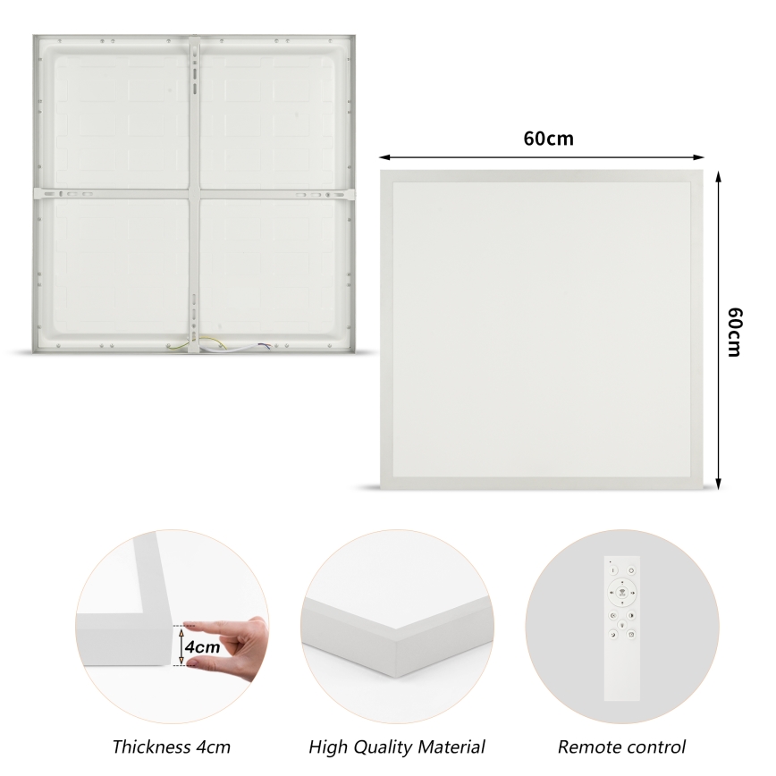 Brilagi - LED ar regulējamu spilgtumu vannas istabas griestu lampa FRAME SMART LED/50W/230V 60x60 cm 3000-6000K IP44 sudraba + tālvadības pults