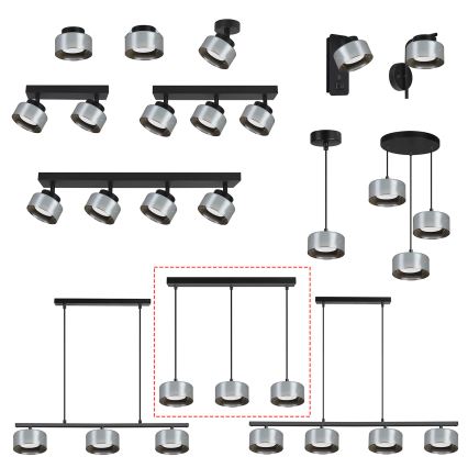 BRILAGI - LED RGB+CCT regulējama lustra uz troses AURA LUX 3xGX53/14W/230V 2700-6500K Wi-Fi Tuya melna/dūmota