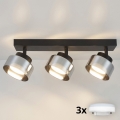 BRILAGI - LED RGB+CCT aptumšojams punktgaismeklis AURA LUX 3xGX53/14W/230V 2700-6500K Wi-Fi Tuya melns/dūmains