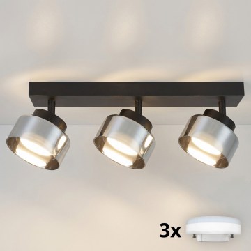 BRILAGI - LED RGB+CCT aptumšojams punktgaismeklis AURA LUX 3xGX53/14W/230V 2700-6500K Wi-Fi Tuya melns/dūmains