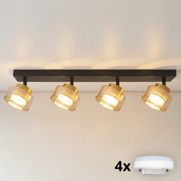 BRILAGI - LED RGB+CCT aptumšojams spotgaismeklis AURA LUX 4xGX53/14W/230V 2700-6500K Wi-Fi Tuya melns/zelts