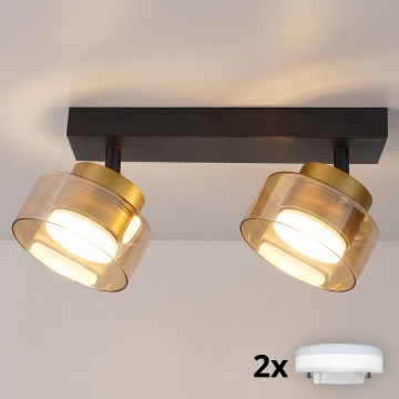 BRILAGI - LED RGB+CCT Dimmējams ieliekamais gaismeklis AURA LUX 2xGX53/14W/230V 2700-6500K Wi-Fi Tuya melns/zeltains