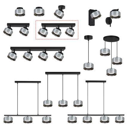 BRILAGI - LED RGB+CCT aptumšojams punktgaismeklis AURA LUX 3xGX53/14W/230V 2700-6500K Wi-Fi Tuya melns/dūmains