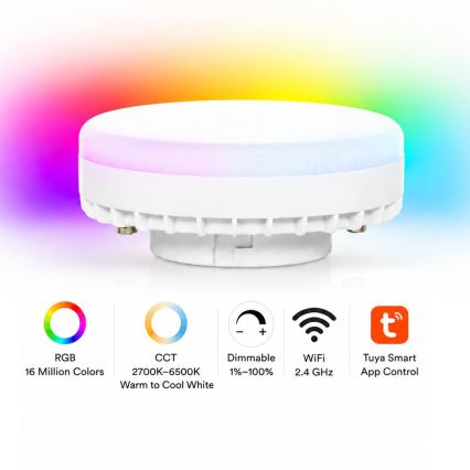 BRILAGI - LED RGB+CCT aptumšojams spot gaismeklis SMOOTH 1xGX53/14W/230V 60x82 mm 2700-6500K Wi-Fi Tuya balts