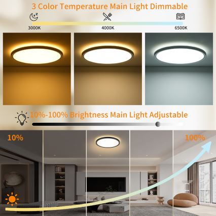 Brilagi - LED RGBW Regulējams griestu gaismeklis ULTRA SLIM LED/18W/230V 2700-6500K diam. 30 cm melns + tālvadības pults