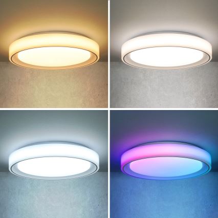 Brilagi - LED RGB aptumšojams griestu gaismeklis FLOCO LED/30W/230V Ø 39,5 cm 3000-6500K Wi-Fi Tuya + LED/6W + tālvadība