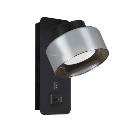 BRILAGI - LED RGB+CCT sienas lampa ar regulējamu spilgtumu un USB portu AURA LUX 1xGX53/14W/230V 2700-6500K Wi-Fi Tuya melna/dūmakaina
