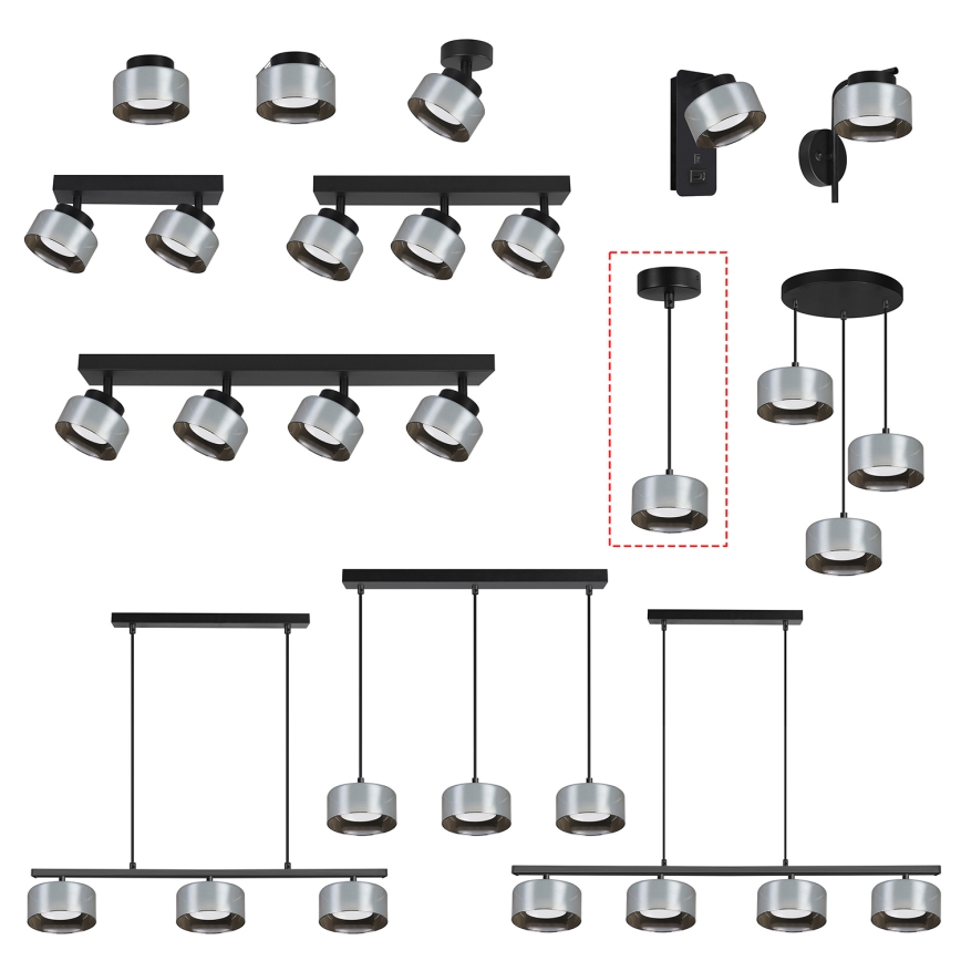BRILAGI - LED RGB+CCT dimējama lustra uz troses AURA LUX 1xGX53/14W/230V 2700-6500K Wi-Fi Tuya melna/dūmakaina